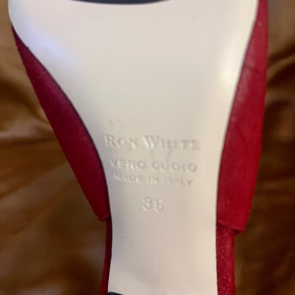NWOT, Ron White Shoes, cashmere suede red sling blacks with crystals, size 36 - Picture 7 of 7